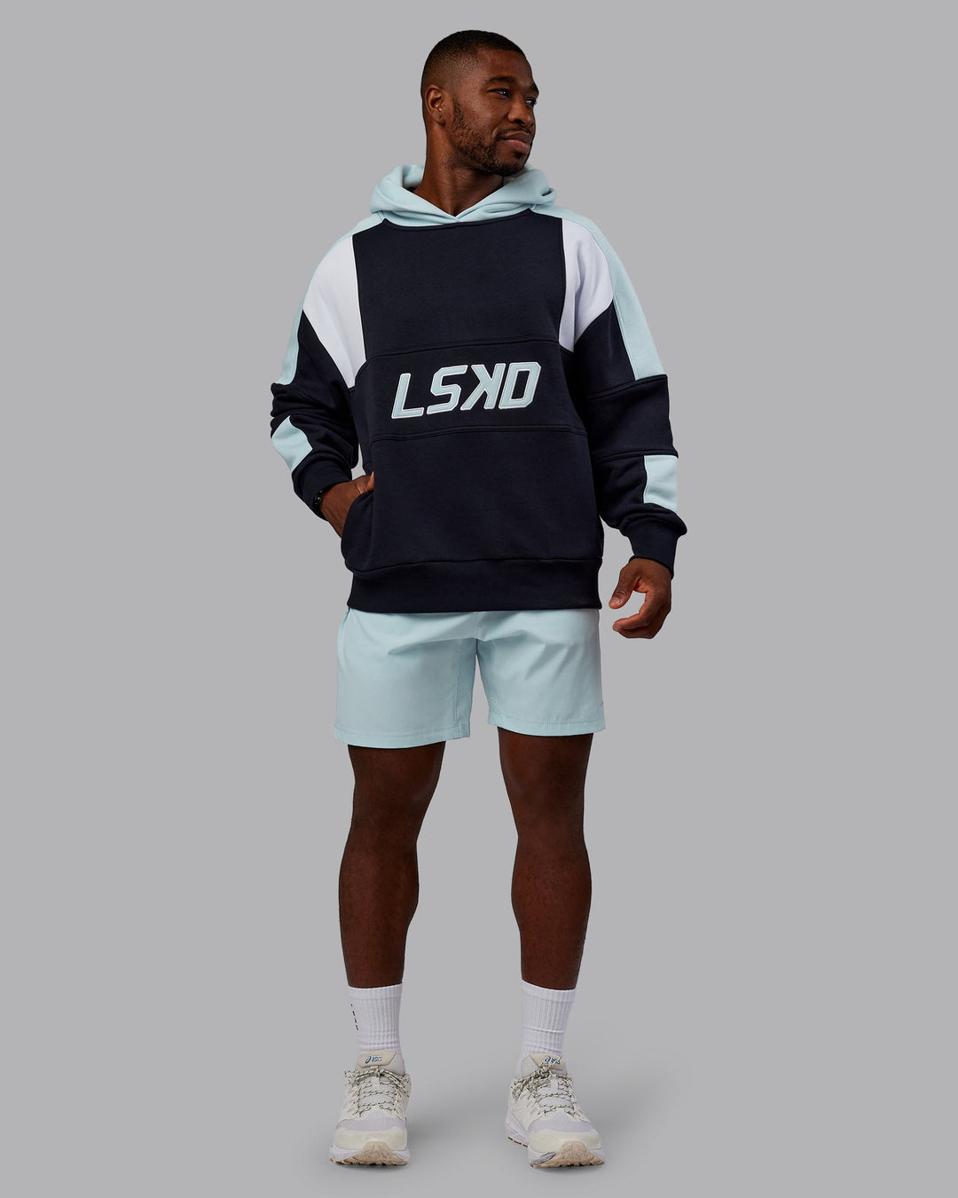 Man wearing Slam Oversized Hoodie - Caviar-Skyride | Model:Sam | Size:L