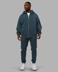 Man wearing Stream Panel Track Pants - Deep Sea | Model:Sam | Size:L