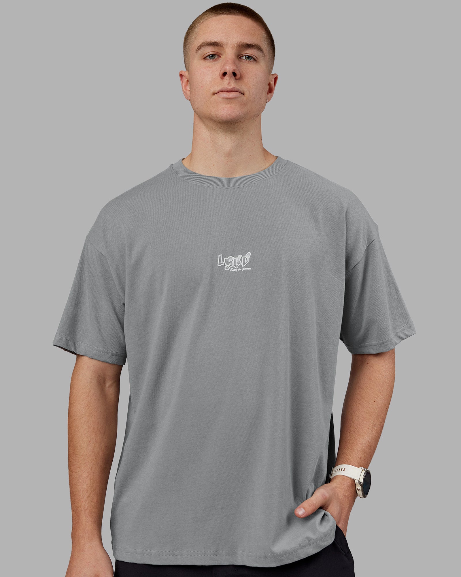 Time's Up Heavyweight Oversized Tee - Circular Grey-White