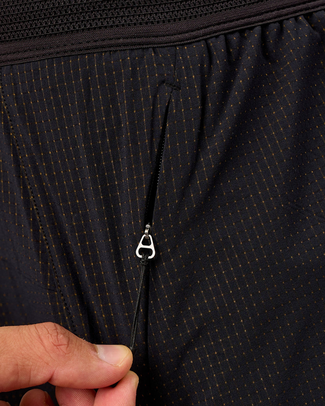 Man wearing UltraAir 5" Lined Performance Short  - Black-Reflective | Model:Liam | Size:L - view 11