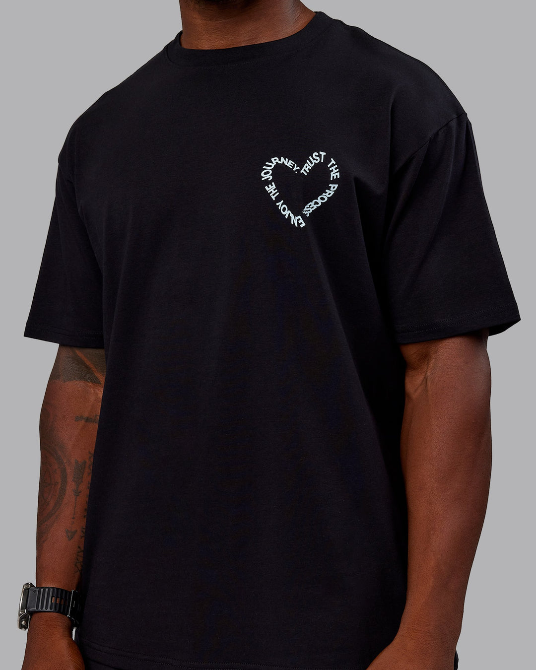 Man wearing Love The Process FLXCotton Oversize Tee - Black-Skyride | Size:L | Model:Sam