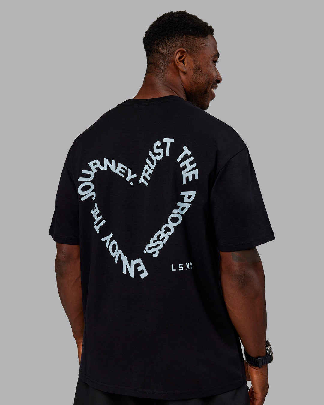 Man wearing Love The Process FLXCotton Oversize Tee - Black-Skyride | Size:L | Model:Sam