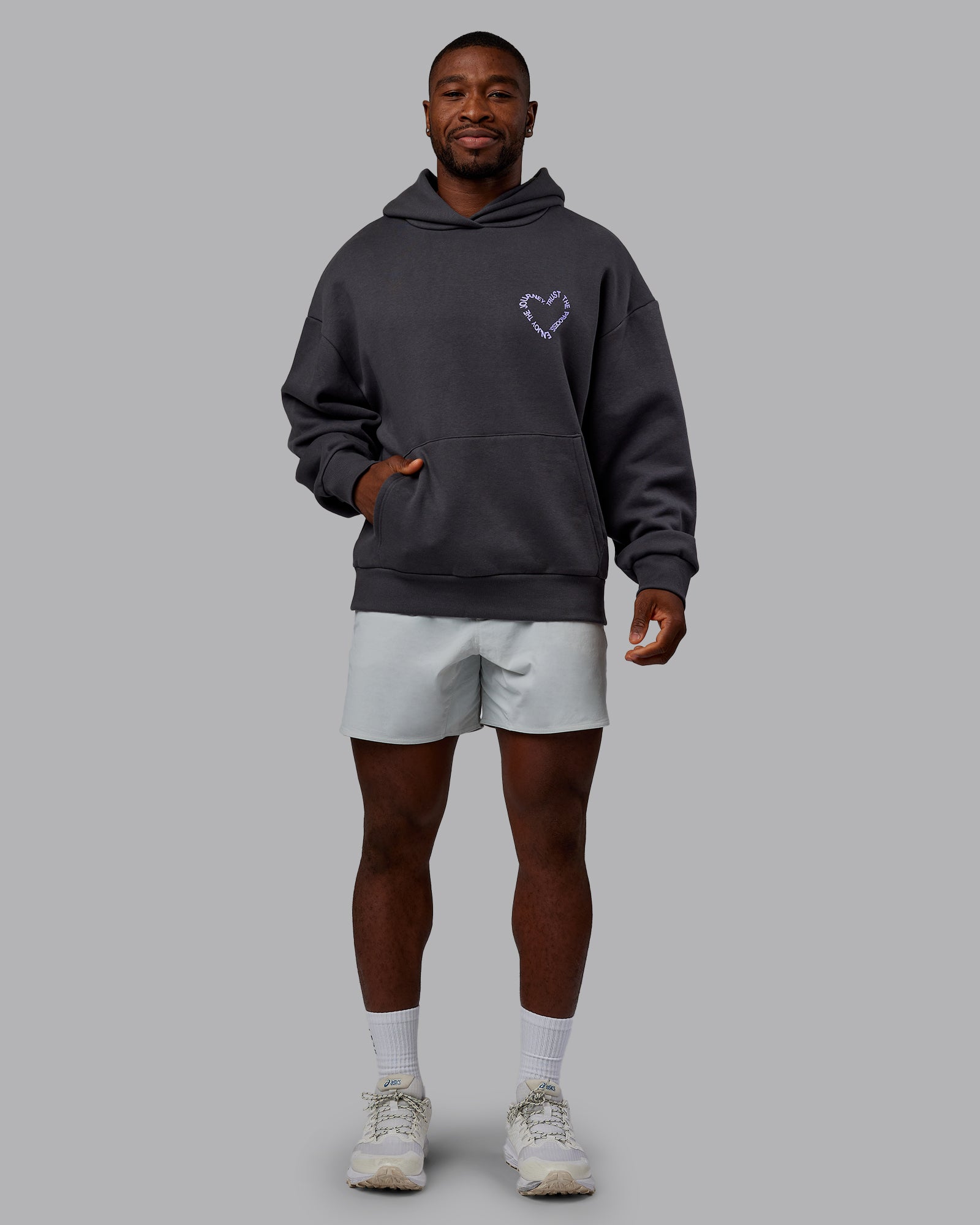 Unisex Love The Process Oversize Hoodie - Dark Storm-Violet Ray