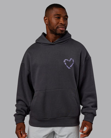 Unisex Love The Process Oversize Hoodie - Dark Storm-Violet Ray