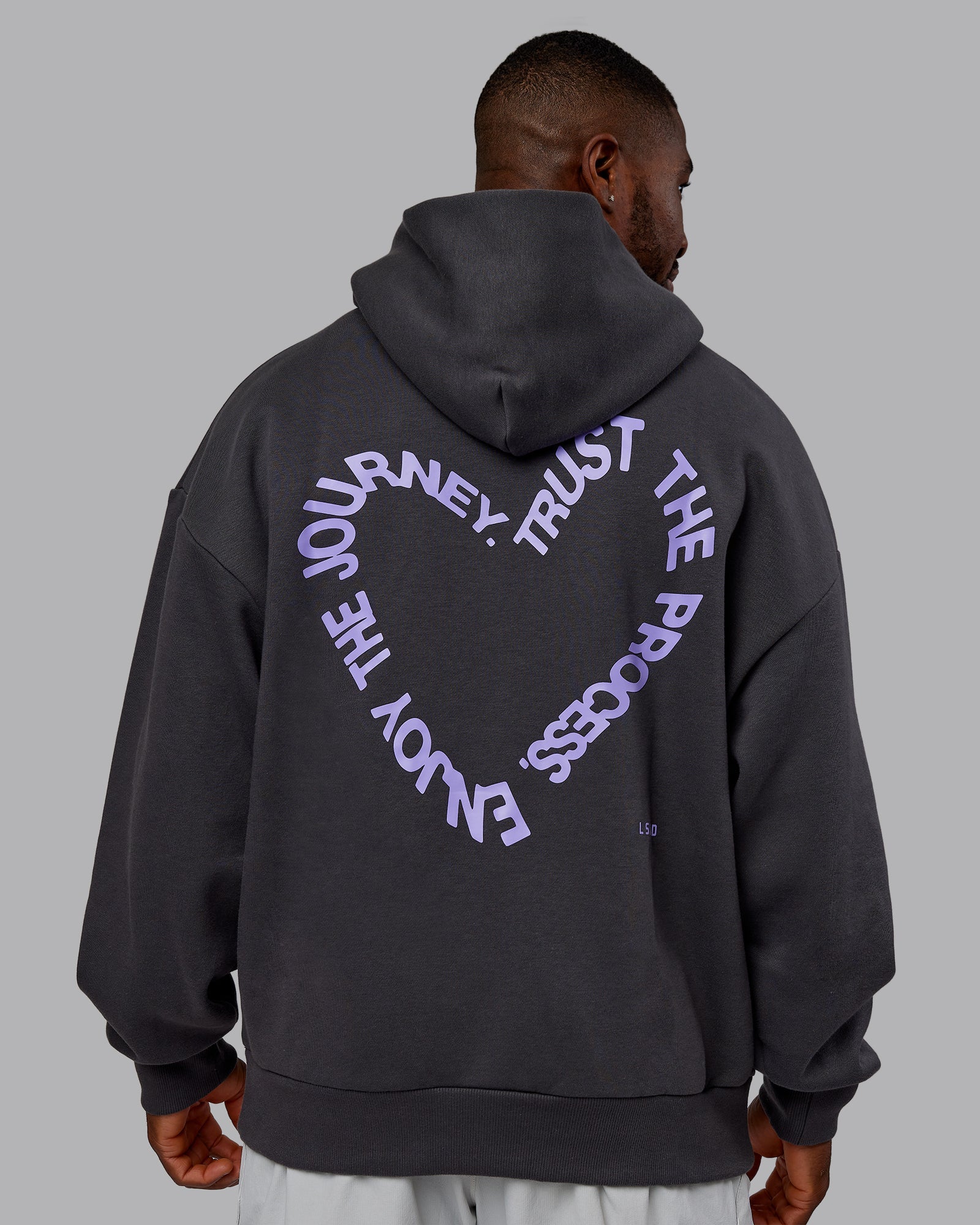 Unisex Love The Process Oversize Hoodie - Dark Storm-Violet Ray