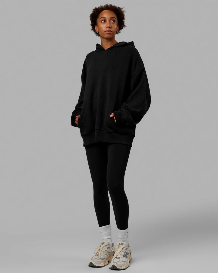 Unisex Love The Run Hoodie Oversize - Black-White
