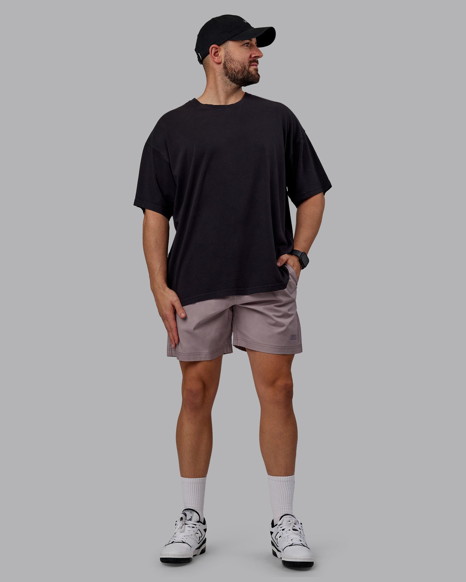 Unisex Washed Pressure Heavyweight Tee Oversize - Black-White