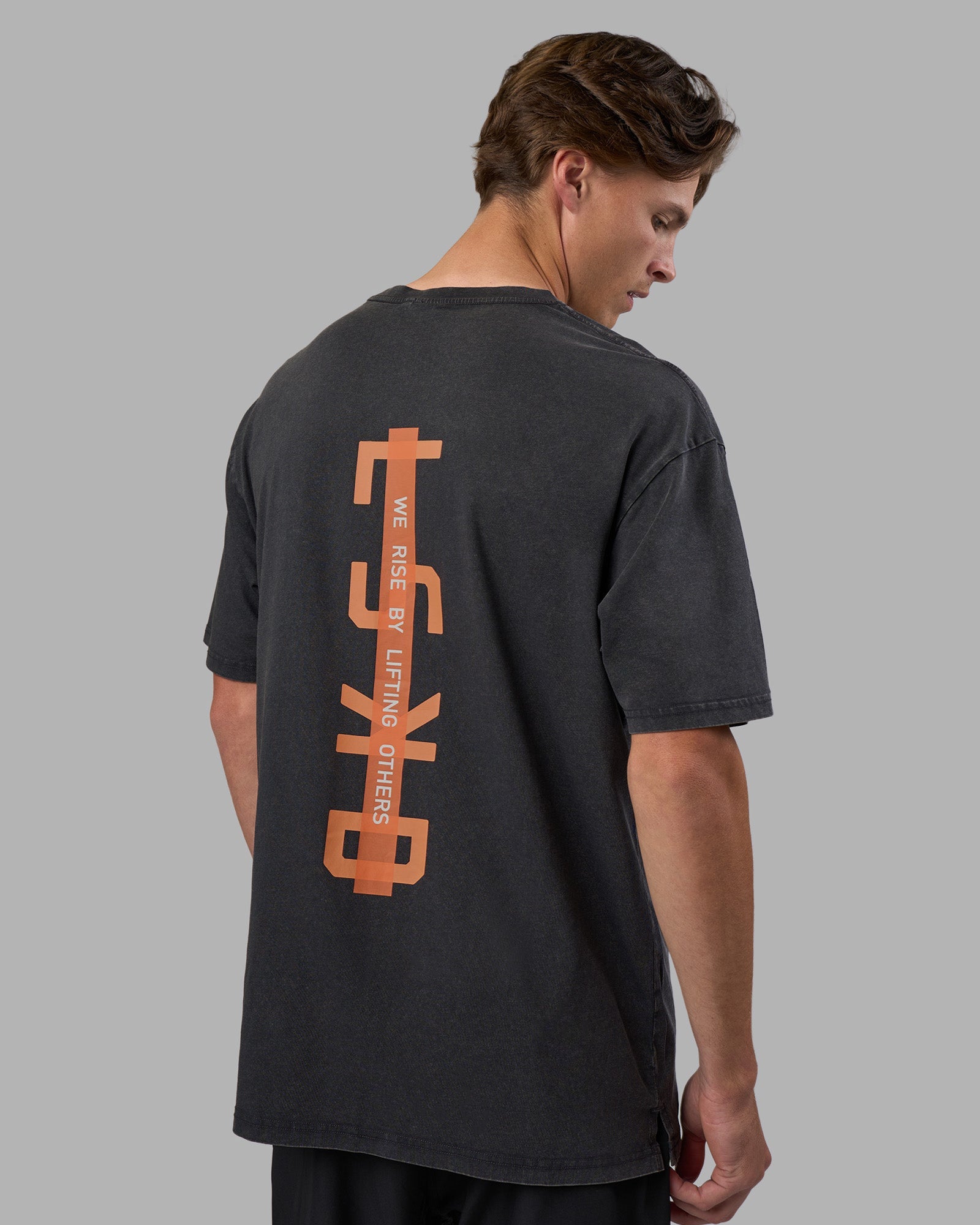 Strike Through FLXCotton Tee Oversize - Black Washed-Cantaloupe