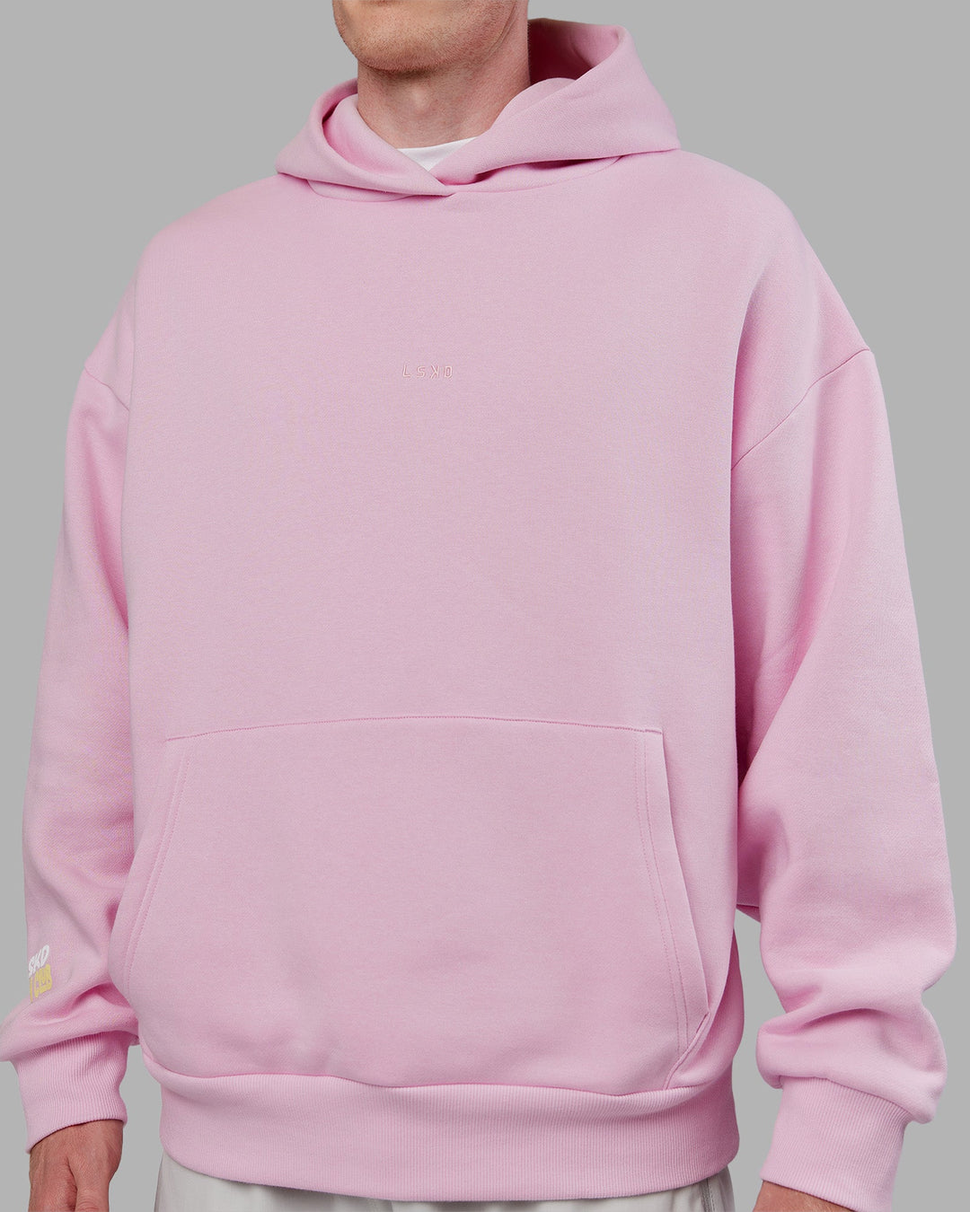 Man wearing Your Race Oversized Hoodie - Marshmallow | Model:Zac | Size:L