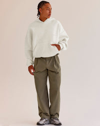 Man wearing AfterDark ZeroCrease Oversized Hoodie - Silver Marl | Model:Malebo |Size:M