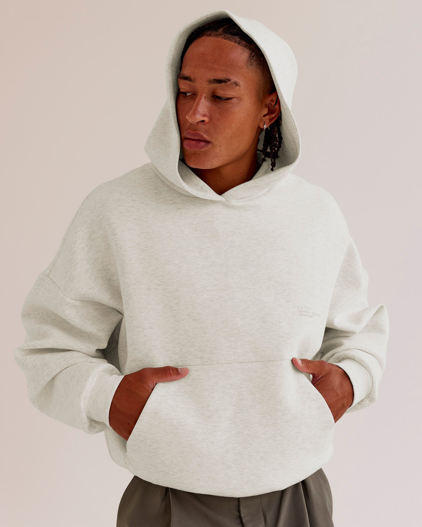AfterDark ZeroCrease Oversized Hoodie - Silver Marl | LSKD – LSKD US