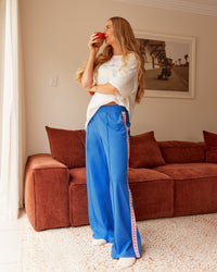 Woman wearing Peaches Track Pant - Palace Blue | Model:Tori | Size:M | Thumbnail Index: 3