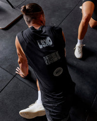 Man wearing Static Grit FLXCotton Tank - Black | Model:Jaiden | Size:M