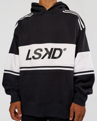 Man wearing A-Team Oversized Hoodie - Caviar-White | Model:George | Size:M