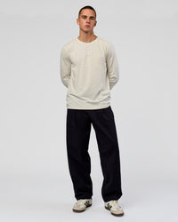 Man wearing Base FLXCotton Long Sleeve Tee in Silver Marl | Model:Albert | Size:M