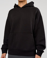Man wearing Base Oversized Hoodie - Black | Model:Leandro | Size:M | | Thumbnail Index: 3