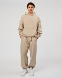 Man wearing Base Oversized Hoodie - Shale Beige | Model:Leandro | Size:M | | Thumbnail Index: 8