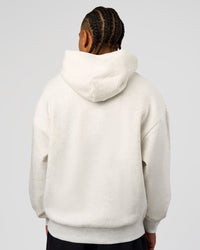 Man wearing Base Oversized Hoodie - Silver Marl | Model:Malebo | Size:M | Thumbnail Index: 1