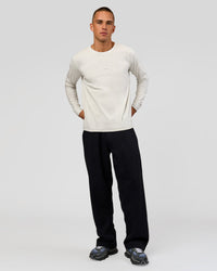 Man wearing Base Wide Leg Track Pant - Black | Model:Albert | Size:M | | Thumbnail Index: 1