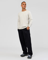 Man wearing Base Wide Leg Track Pant - Black | Model:Albert | Size:M |
 | Thumbnail Index: 2