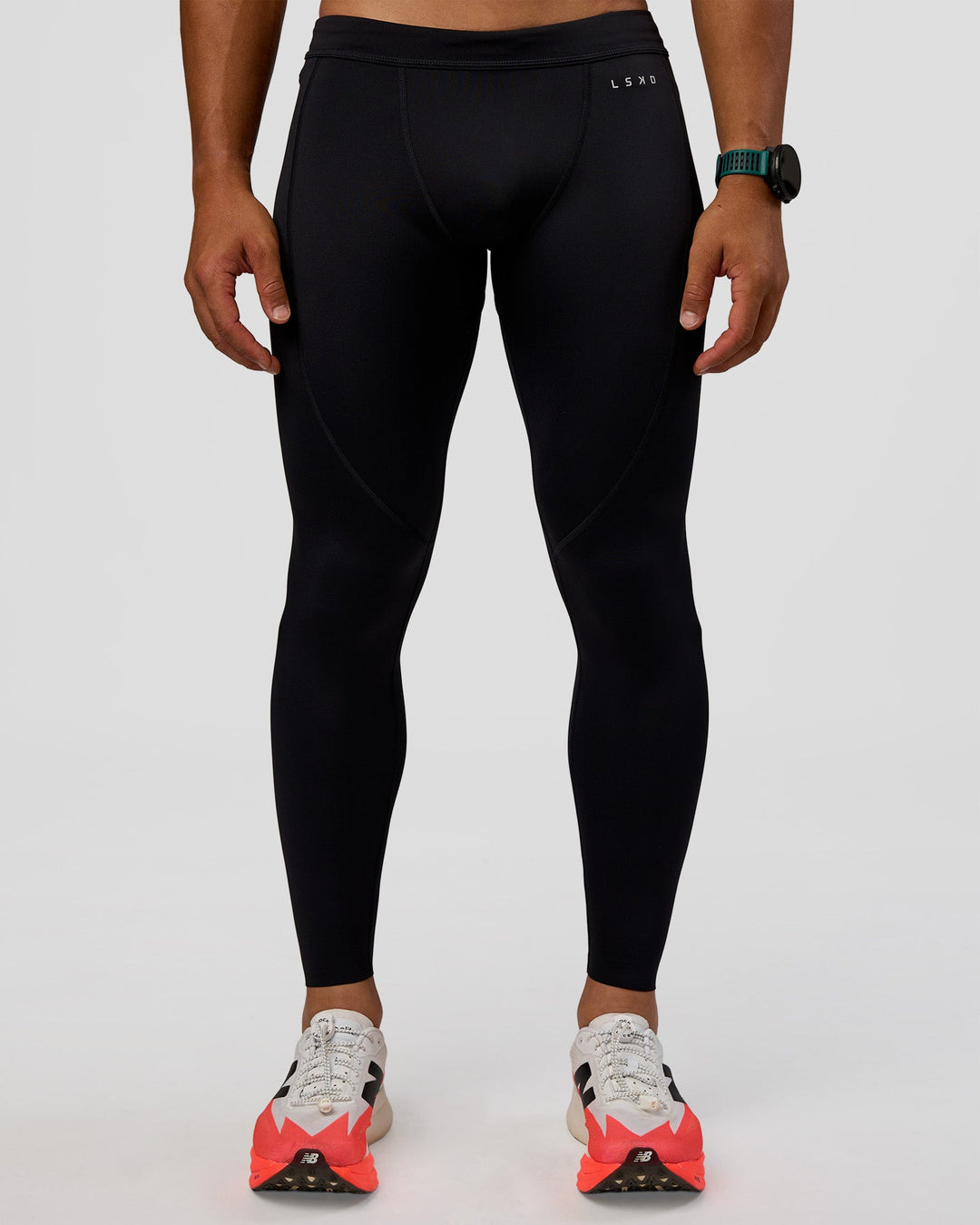 Man wearing BaseTech 26" Leggings - Black | Model:George | Size:M