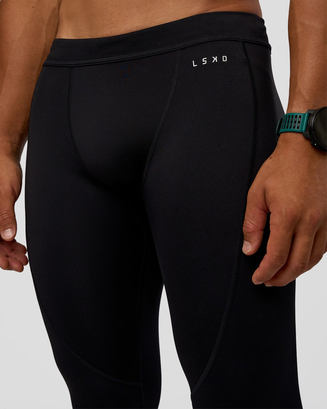 Man wearing BaseTech 26" Leggings - Black | Model:George | Size:M