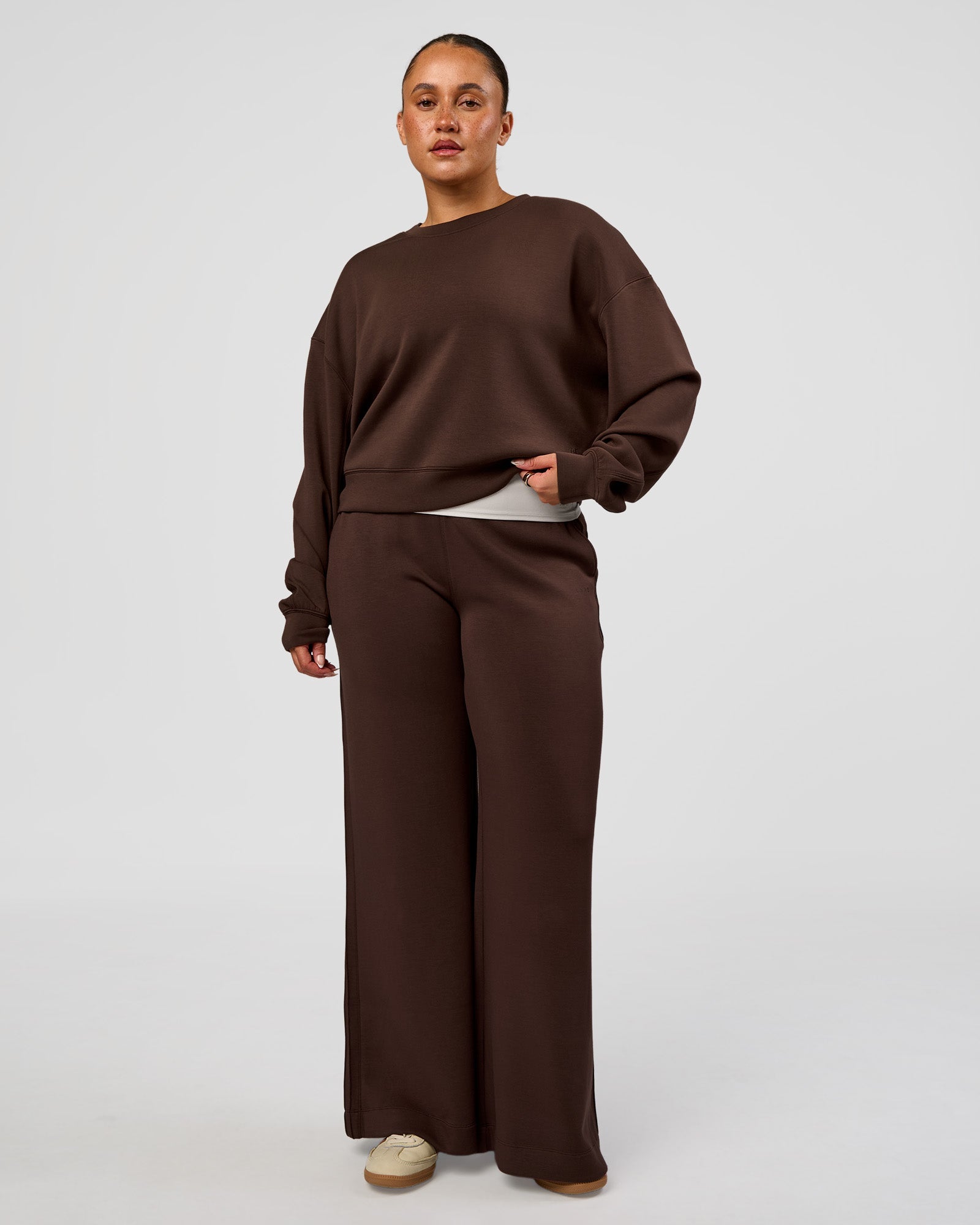 トップス pintuck sweat CF Elevate SoftTouch Pintuck Sweater - Hot Chocolate | LSKD – LSKD US