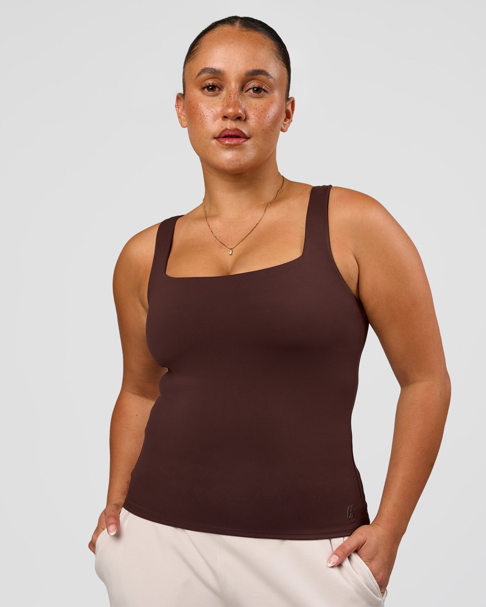 CF Train Hard Shelf Bra Tank - Hot Chocolate | LSKD – LSKD US