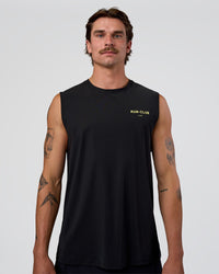 Man wearing Cadence RUN CLUB Muscle Tank - Black-Yellow Fizz | Model:Konnor | Size:M | Thumbnail Index: 2