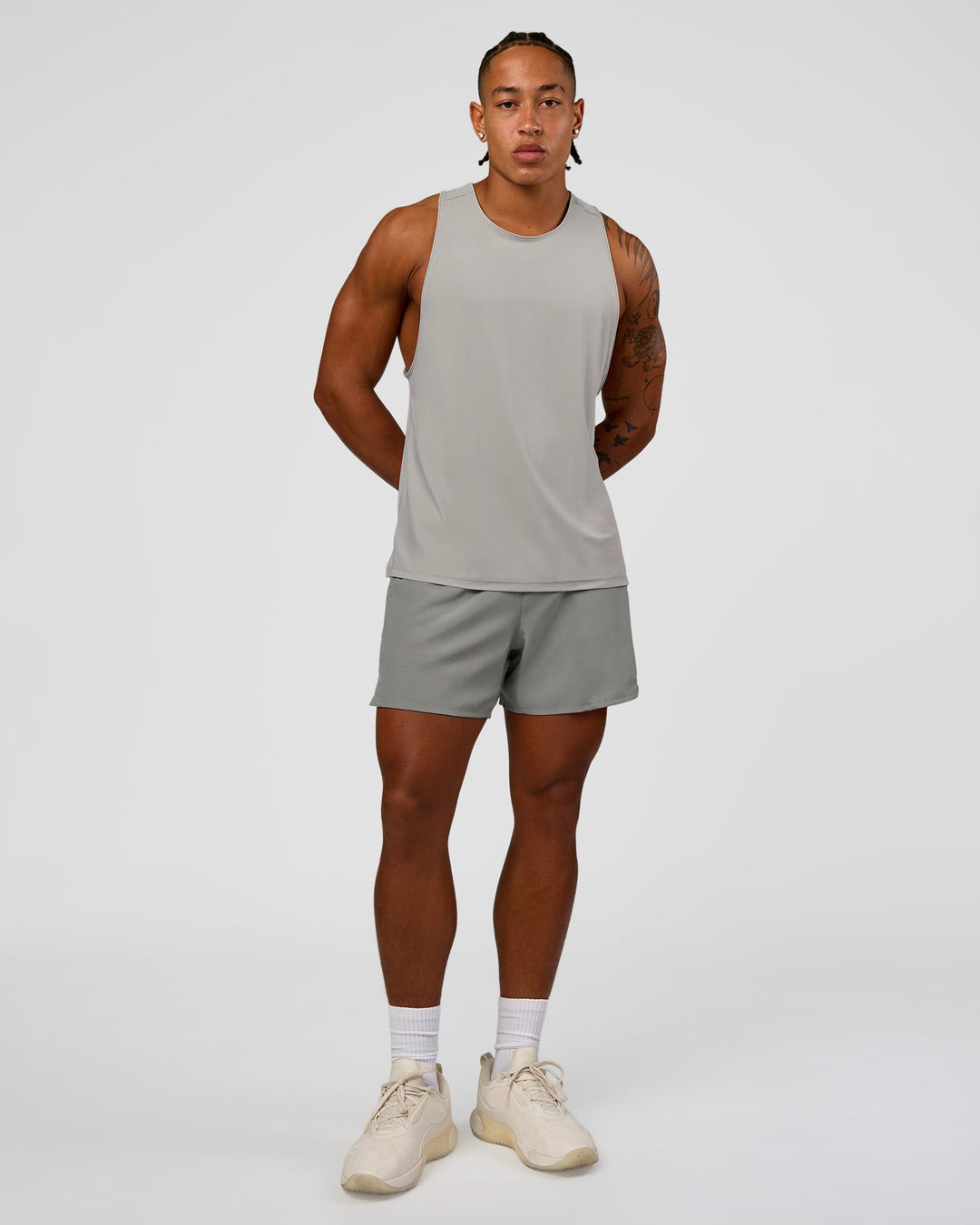 Man wearing Cadence Swift Tank - Alloy | Model:Malebo | Size:M