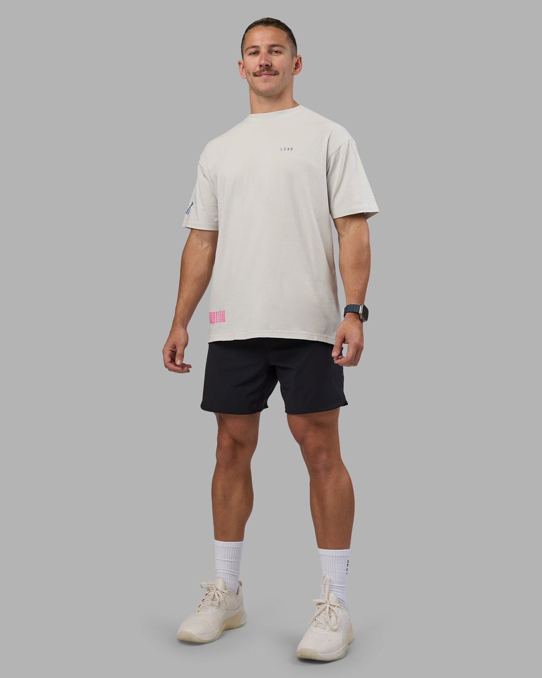 Man wearing Cali FLXCotton Oversized Tee - Digital Mist Washed | Model:Jaiden | Size:M
