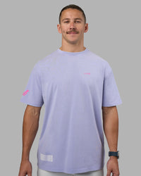 Man wearing Cali FLXCotton Oversized Tee - Sweet Lavender Washed | Model:Jaiden | Size:M