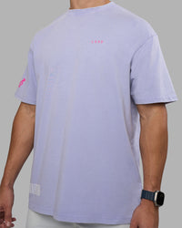 Man wearing Cali FLXCotton Oversized Tee - Sweet Lavender Washed | Model:Jaiden | Size:M