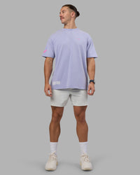 Man wearing Cali FLXCotton Oversized Tee - Sweet Lavender Washed | Model:Jaiden | Size:M