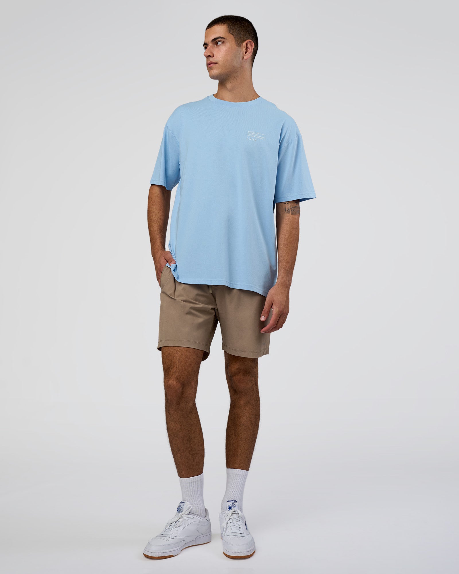 Coffee Run FLXCotton Oversized Tee - Open Air-White | LSKD – LSKD US