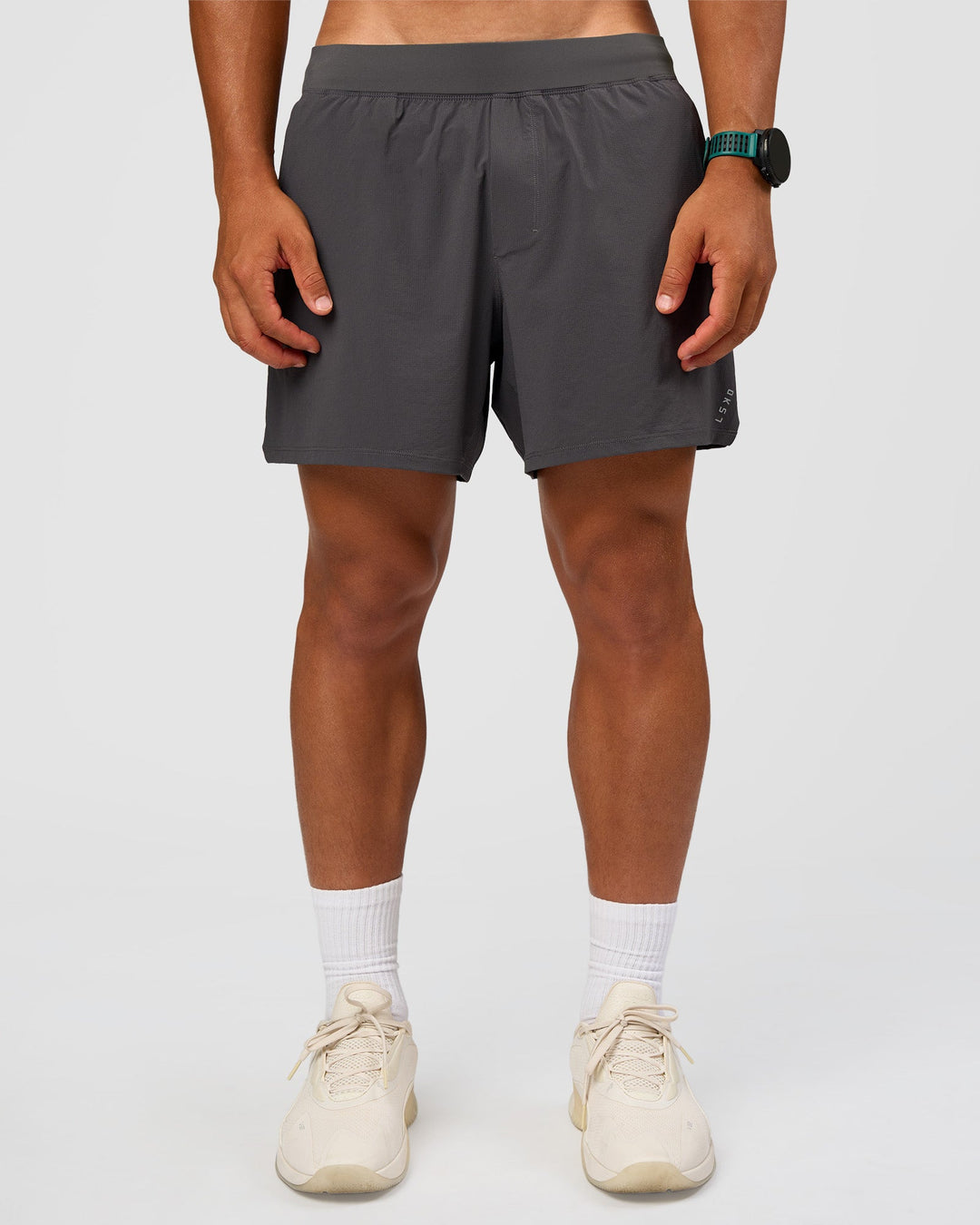 Man wearing Functional Training 5" Short - Dark Storm | Model:George | Size:M - view 2