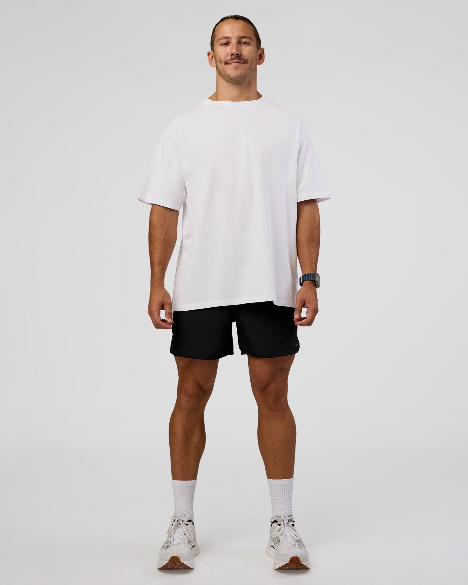High Run FLXCotton Oversized Tee - White-Jelly Mint | LSKD – LSKD US