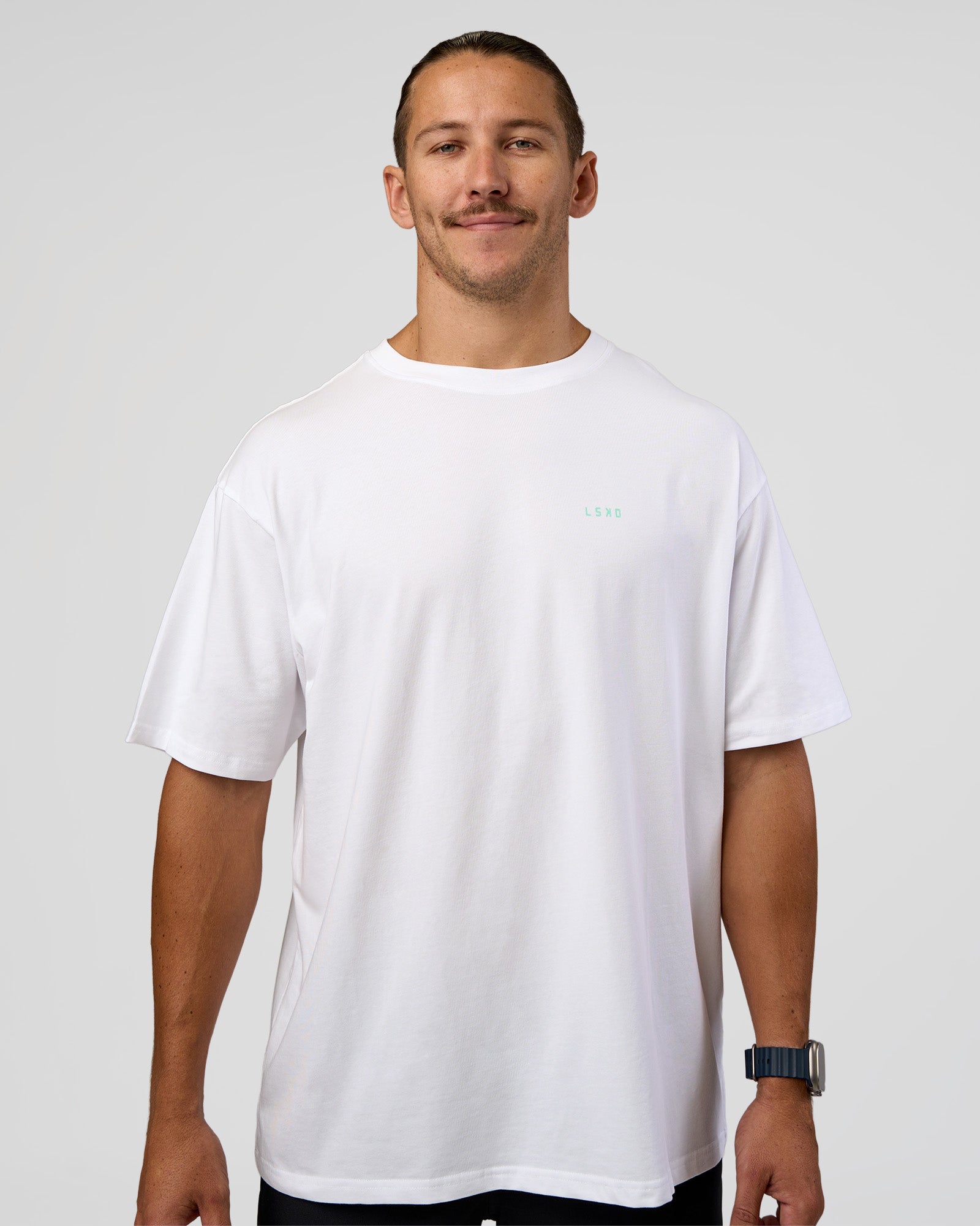 High Run FLXCotton Oversized Tee - White-Jelly Mint | LSKD – LSKD US