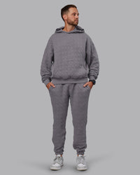 Man wearing MVP Quilted Track Pant - Storm Front-Geometric | Model:Macca | Size:M