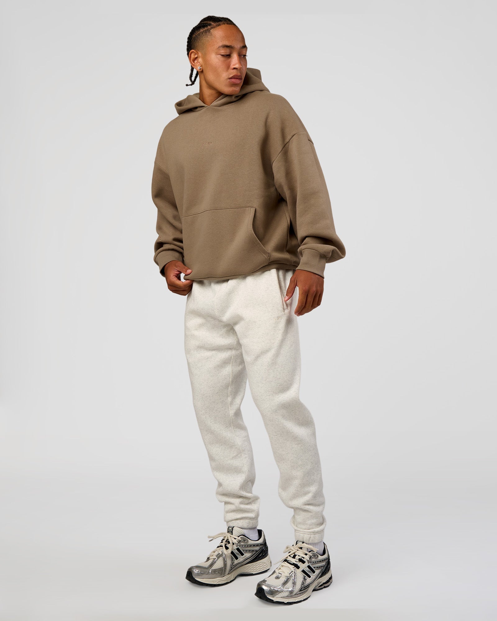 Mens MVP Cuffed Track Pants - Silver Marl | LSKD – LSKD US