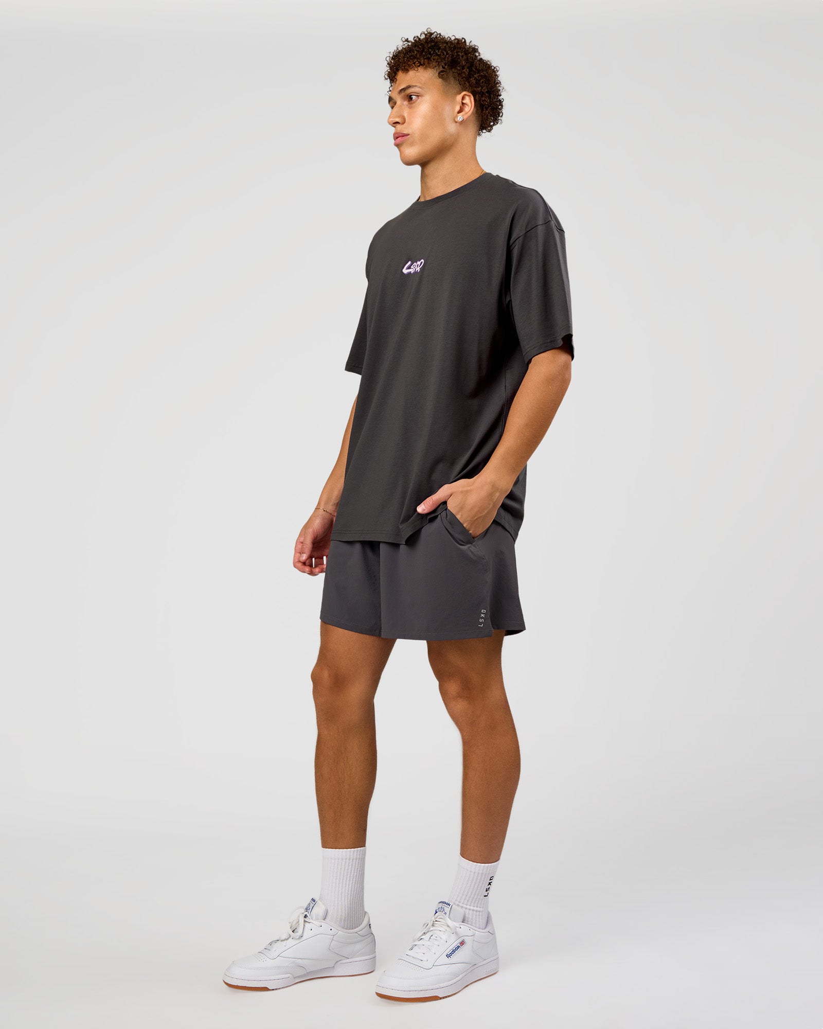 Miami Snatch FLXCotton Oversized Tee - Dark Storm-Marshmallow