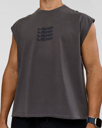 Man wearing Move Fast Heavyweight Boxed Tank - Dark Storm Washed | Model:Jaiden | Size:M