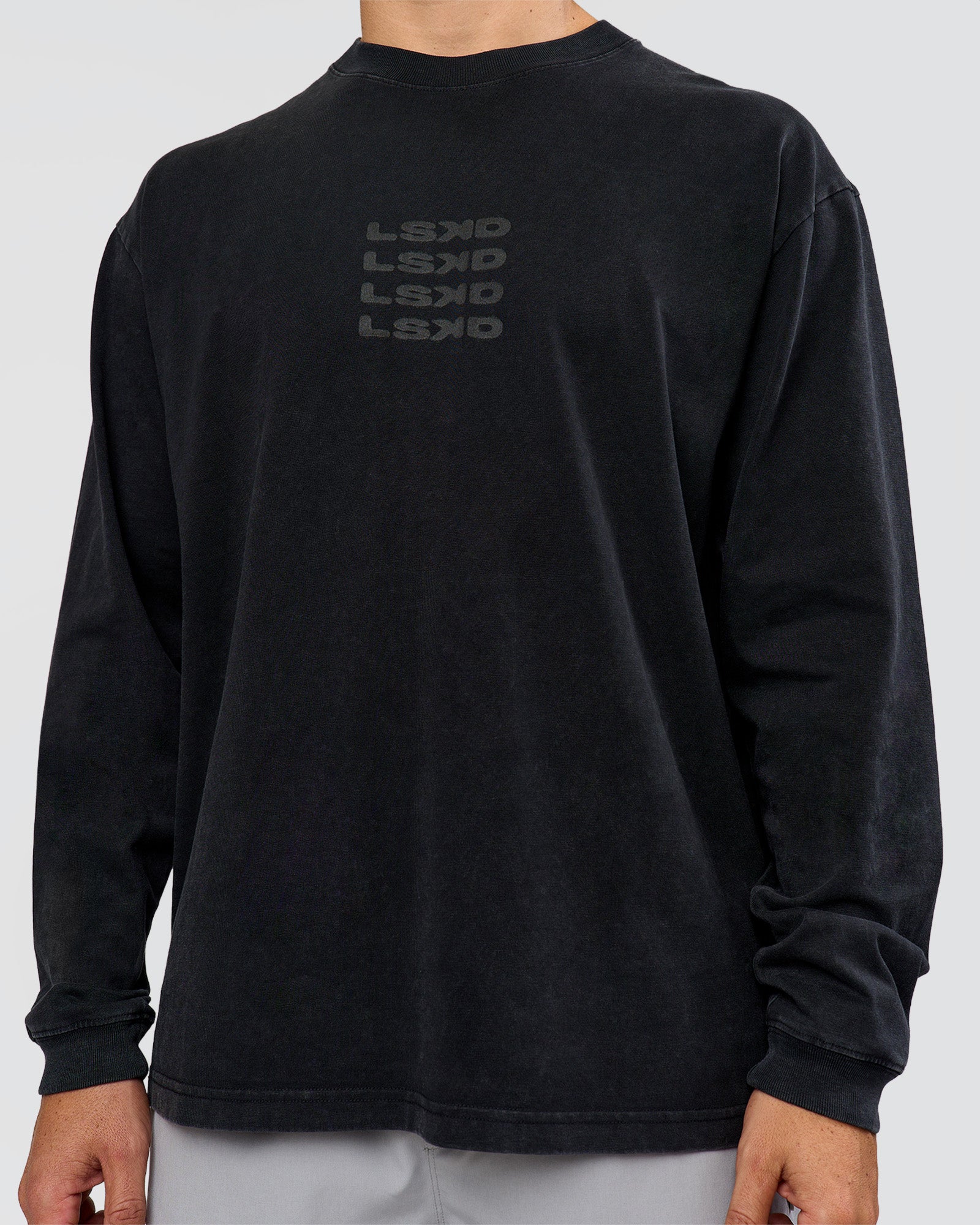 Move Fast Heavyweight Oversized Long Sleeve Tee - Black Washed