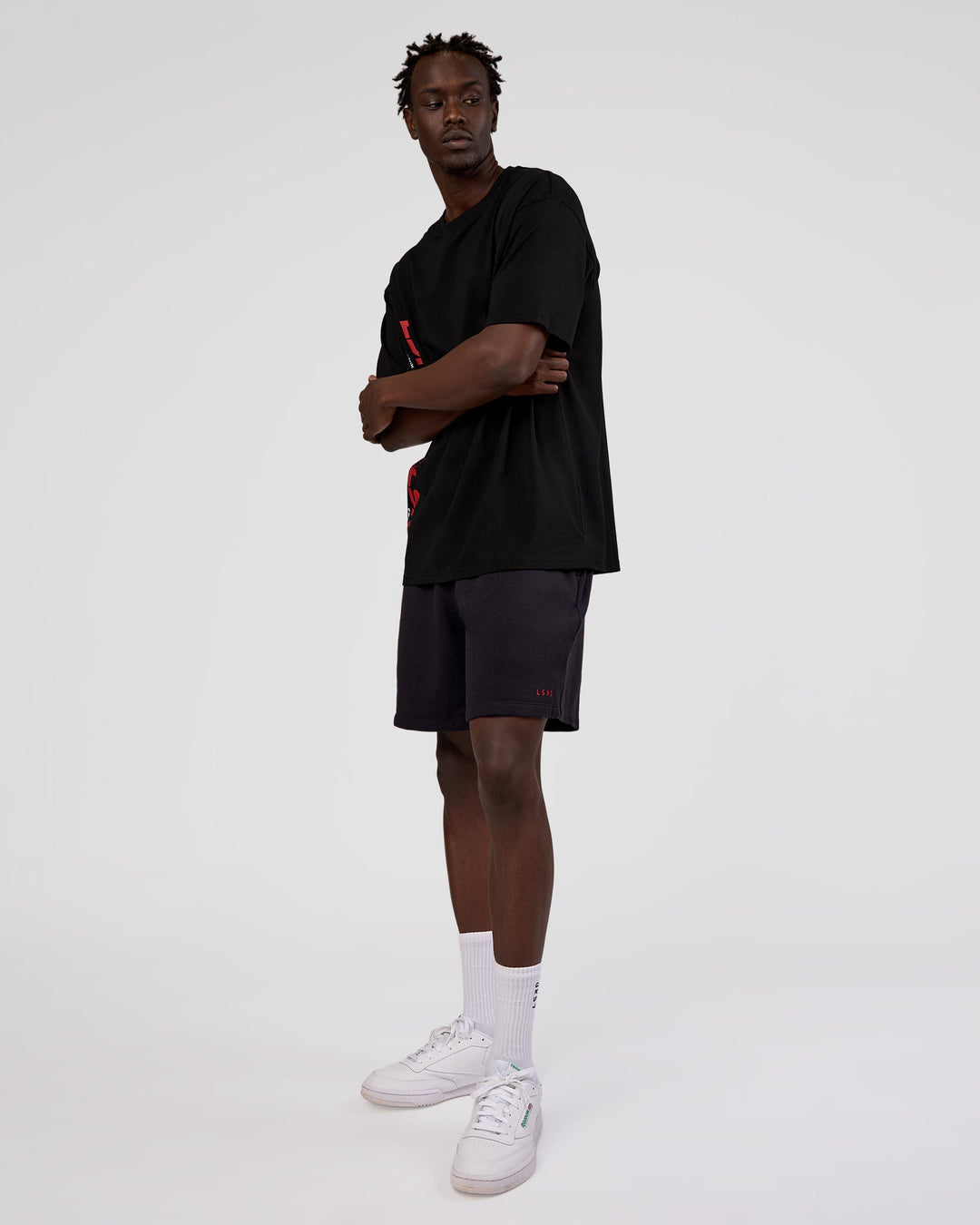 Man wearing Nothing Is Impossible 6" Short - Black-Flame | Model:Okello | Size:M