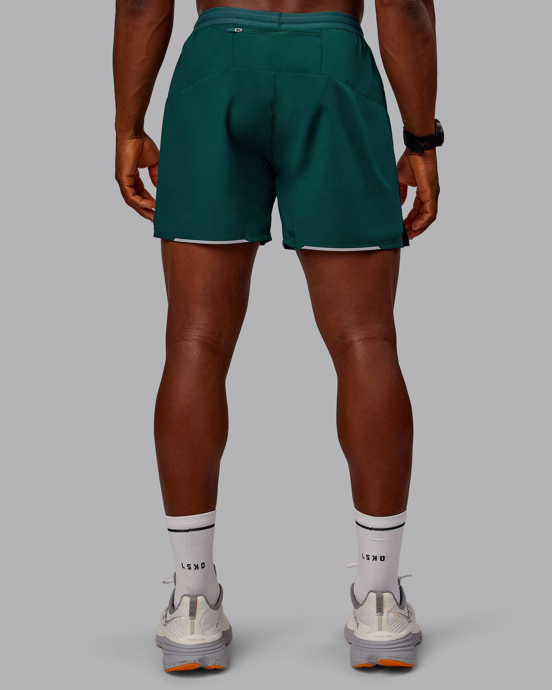 Man wearing Pace Lined Performance Short  5&quot; in Dark Moss | Size:M