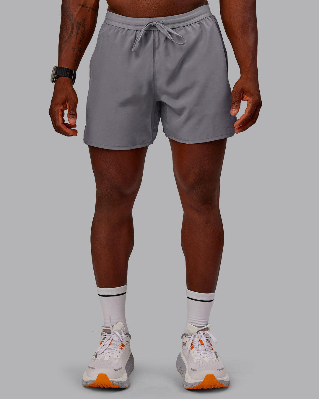 Man wearing Pace Lined Performance Short  5&quot; in Storm Front | Size:M