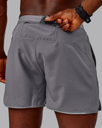 Man wearing Pace Lined Performance Short  5" in Storm Front | Size:M