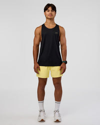 Man wearing Pace 5" Lined Running Short - Yellow Fizz | Model:George | Size:M