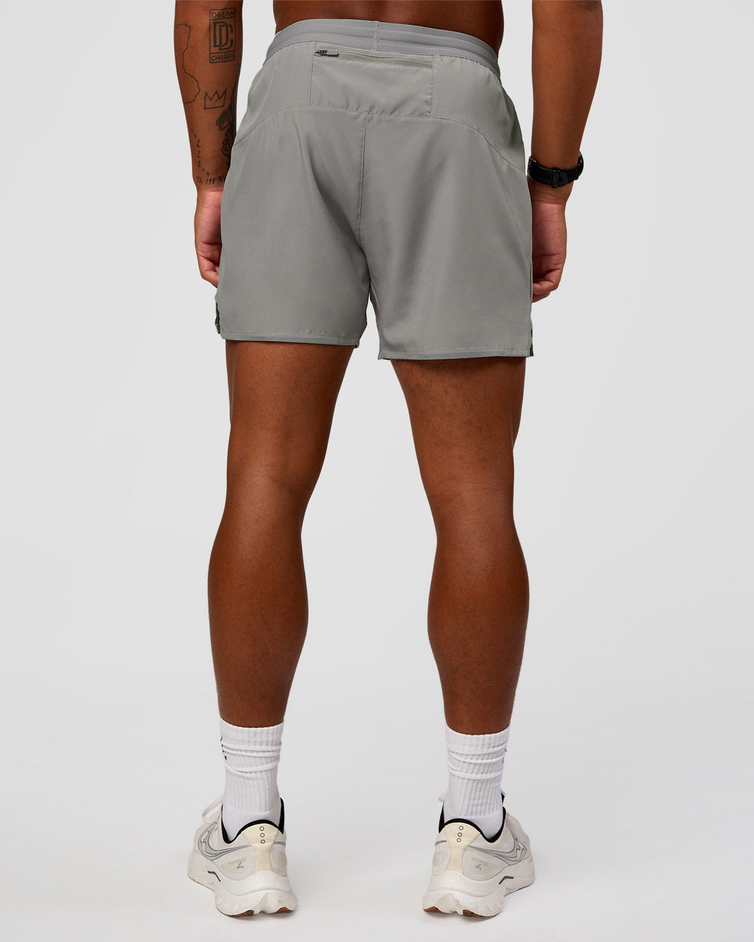 Man wearing Pace 5" Lined Running Short - Alloy | Model:Malebo | Size:M