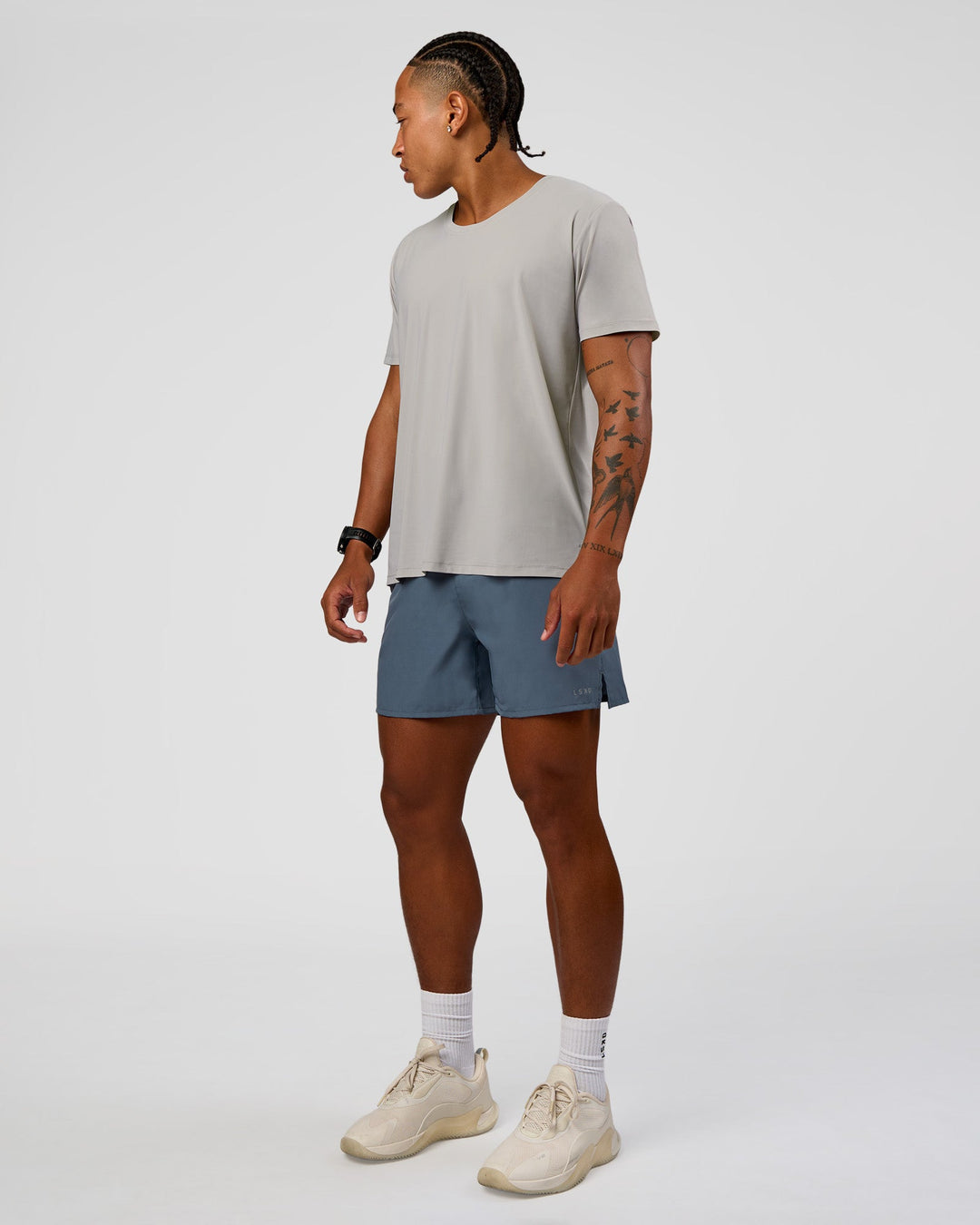 Man wearing Pace 5" Running Short - Blue Mirage | Model:Malebo | Size:M